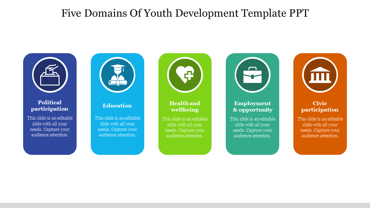 Five Domains Of Youth Development Template PPT Slide